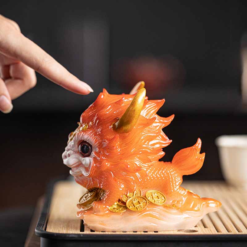 Color Changing Kirin Resin Spiritual Statue | Home Zen Decor