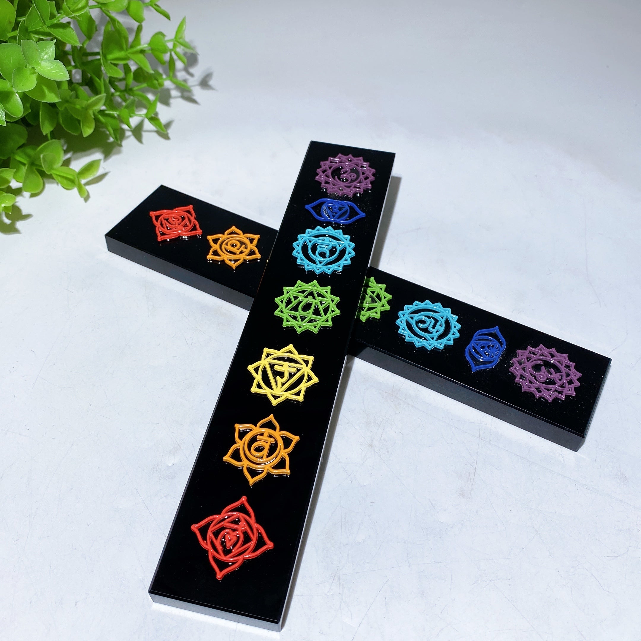 20cm Black Obsidian Chakra Healing Board for Energy Balance