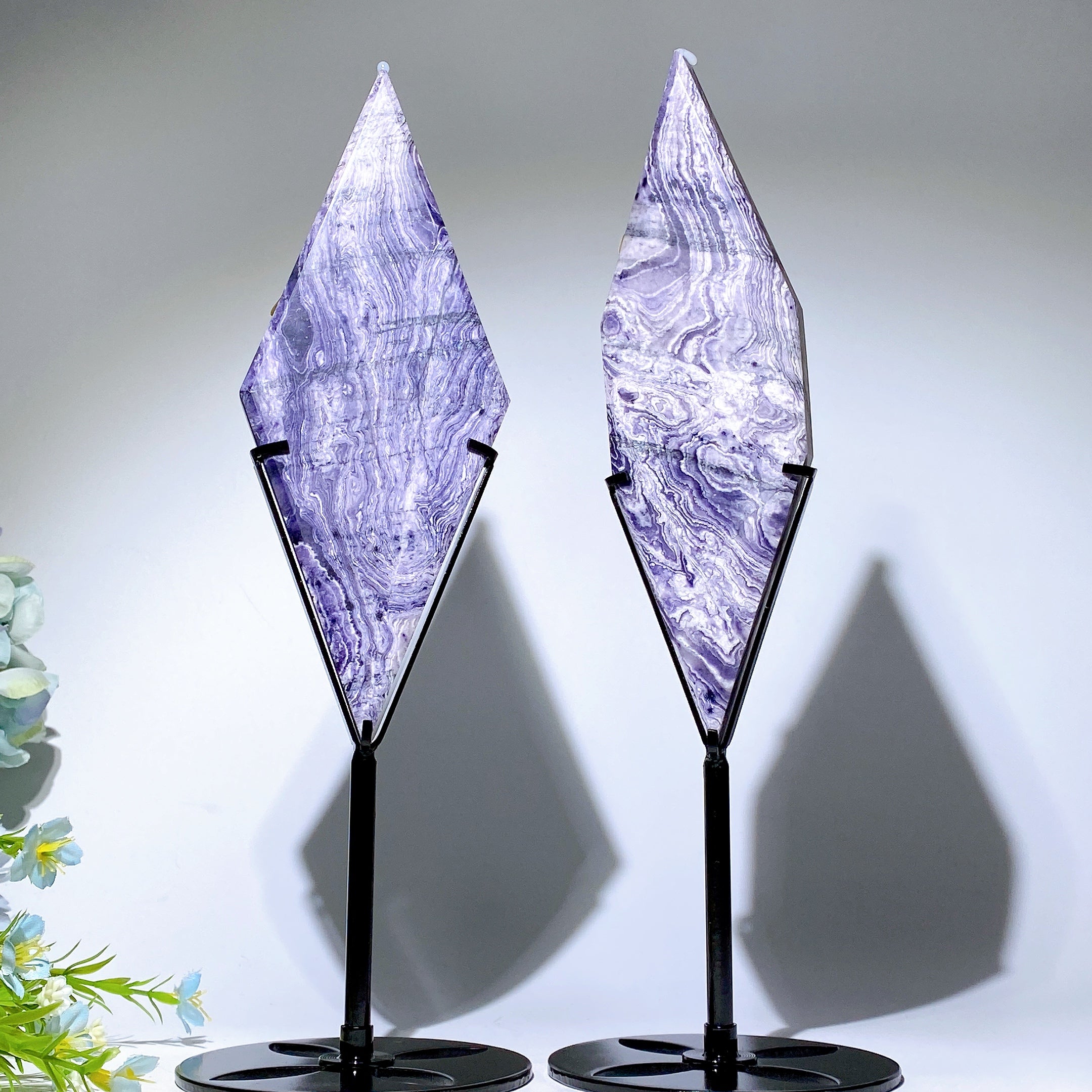 20cm Purple Turquoise Rhombus Crystal Slab Display