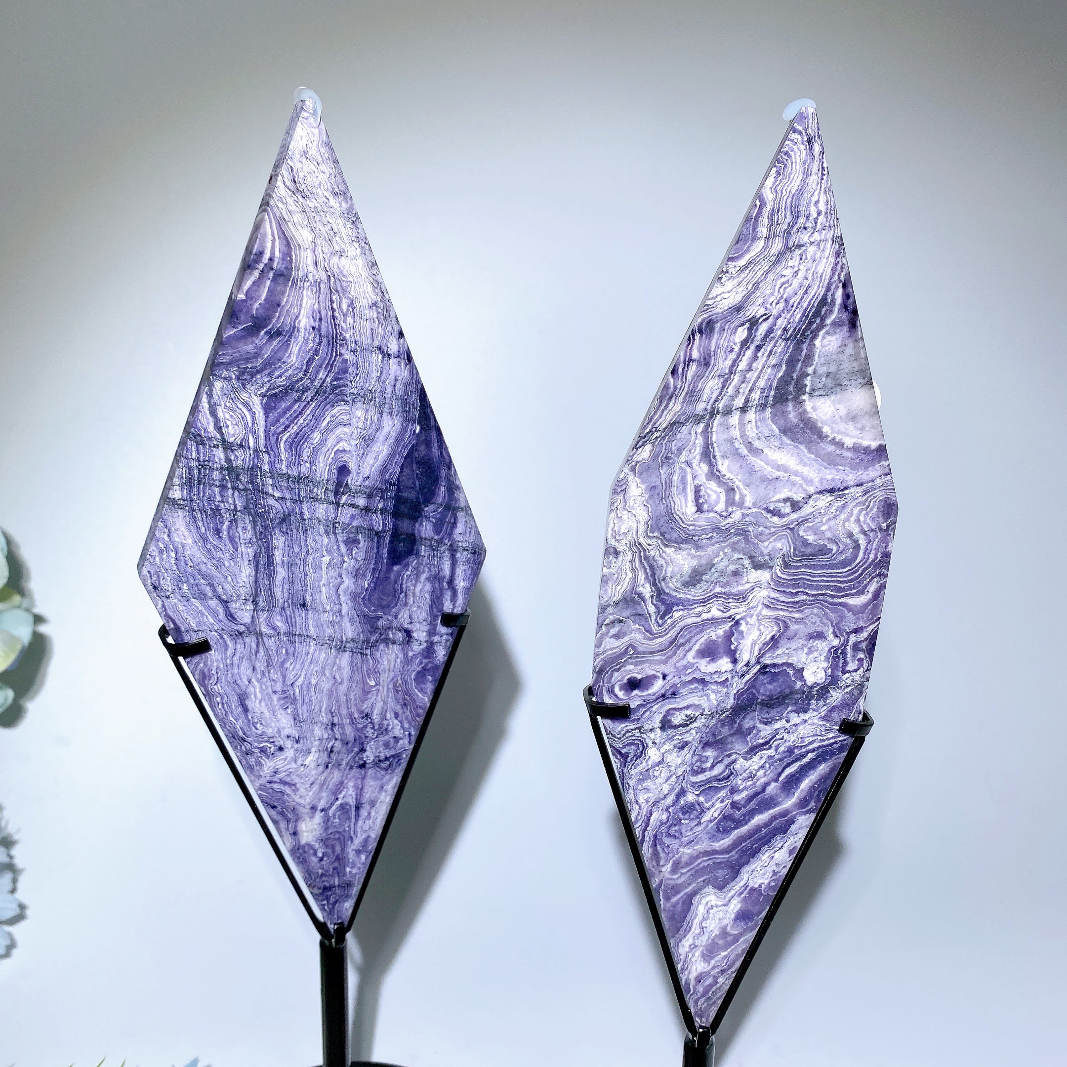20cm Purple Turquoise Rhombus Crystal Slab Display