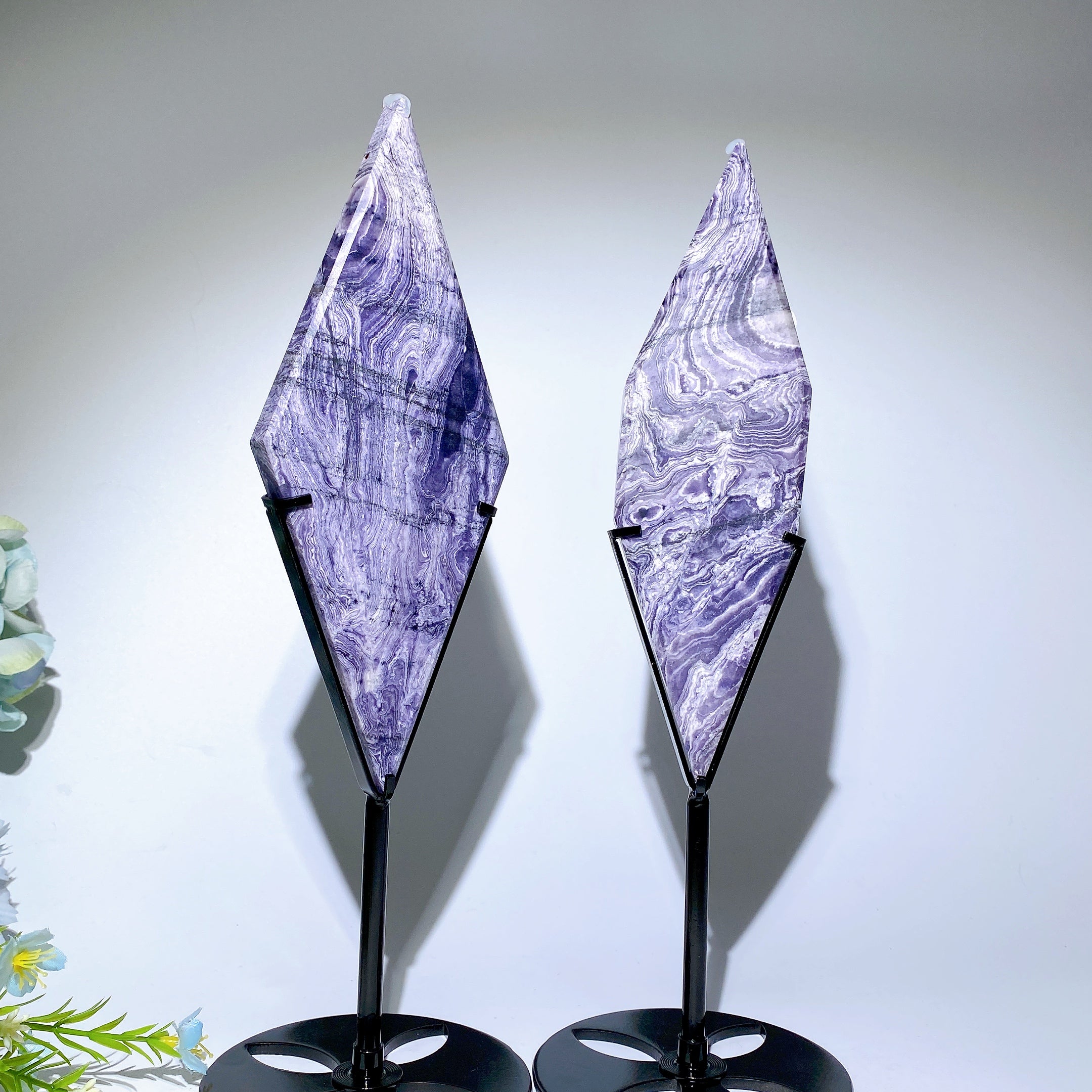 20cm Purple Turquoise Rhombus Crystal Slab Display