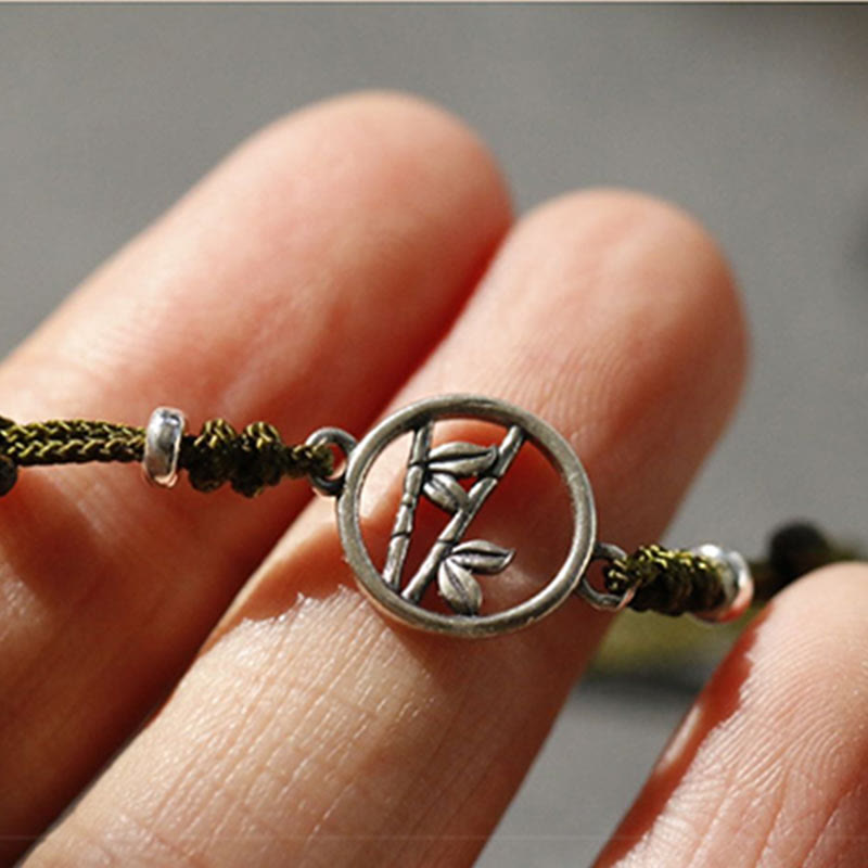 Unisex 925 Sterling Silver Bamboo Red String Bracelet