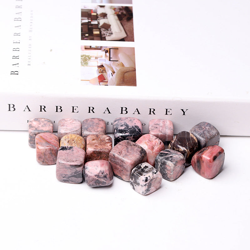 20mm Rhodonite Crystal Cubes for Healing & Energy