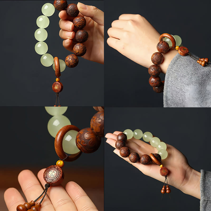 20mm Rosewood Pixiu Fu Character Bracelet - Prosperity
