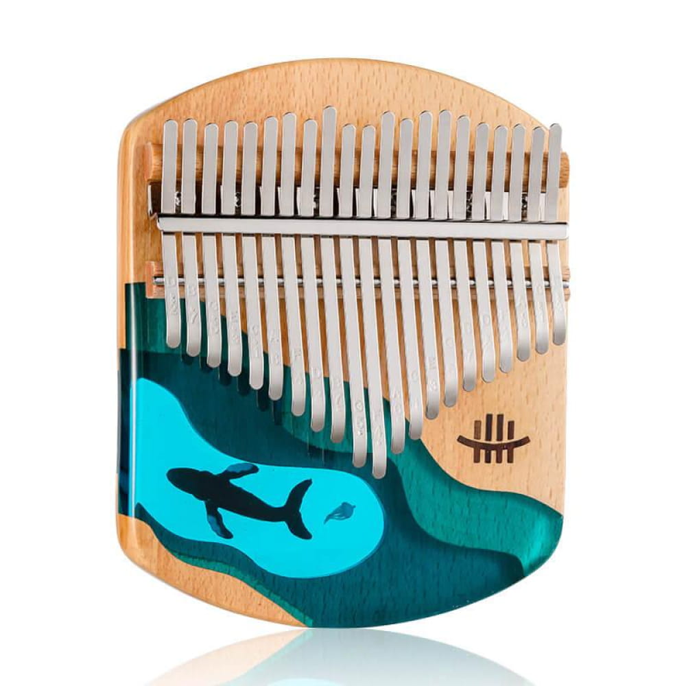 21 Key Beech & Resin C Tone Kalimba Thumb Piano (Blue Whale) - 21 Keys / Beech / Epoxy Resin