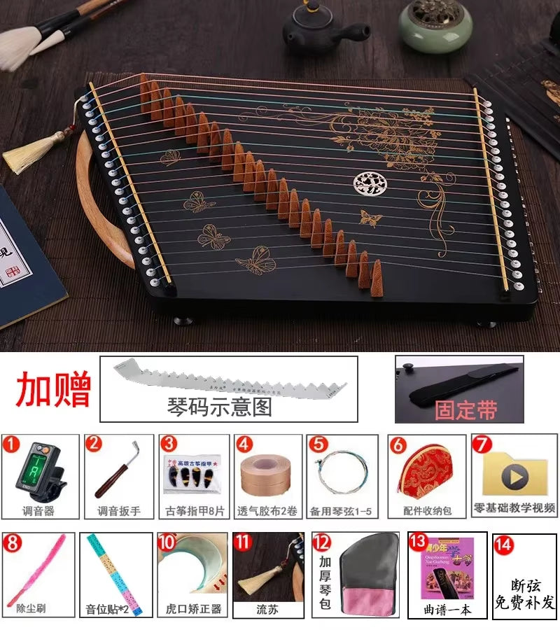 21 String Portable Guzheng for Kids Beginner Fingering Practice Small Guzheng Chinese Zither Traditional Musical Instrument Gift