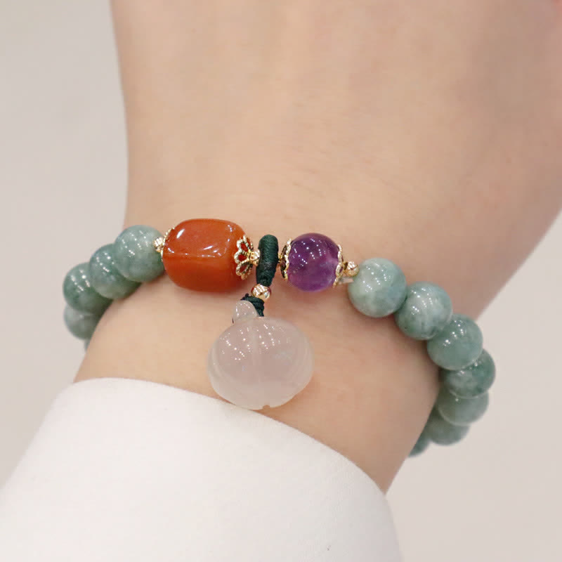 Healing Jade Bracelet with Cyan Jade & Amethyst for Harmony