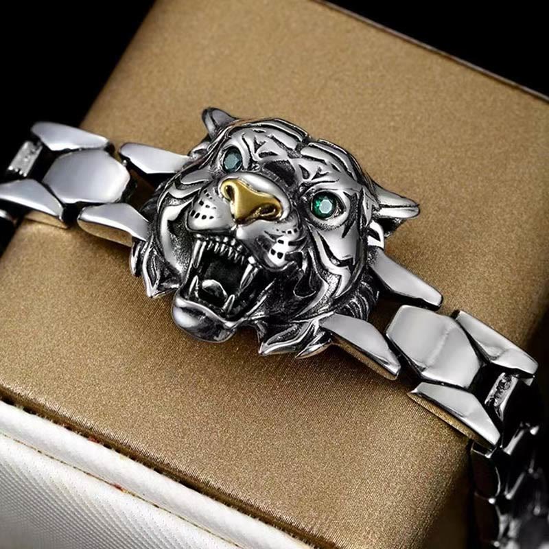 Copper Tiger Head Healing Bracelet for Balance & Luck