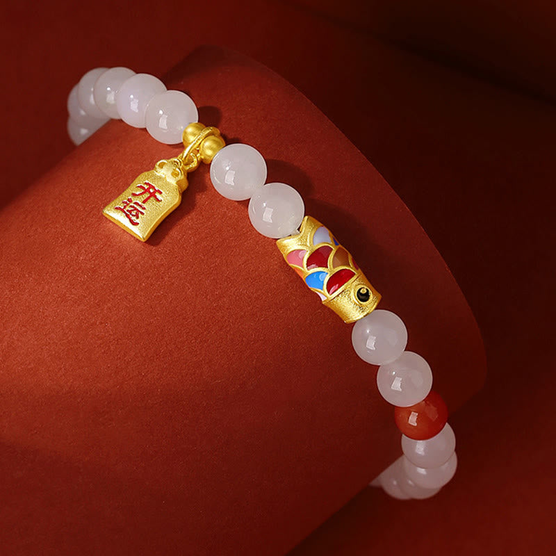 Hetian White Jade Protection, Luck & Happiness Bracelet