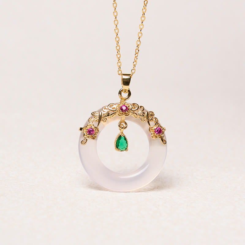 Green Chalcedony Peace Buckle Strength Necklace