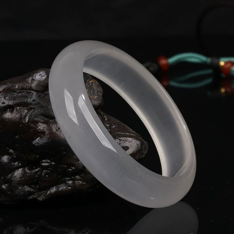 Golden Silk Jade Bracelet for Wealth and Luck, 58mm Bangle