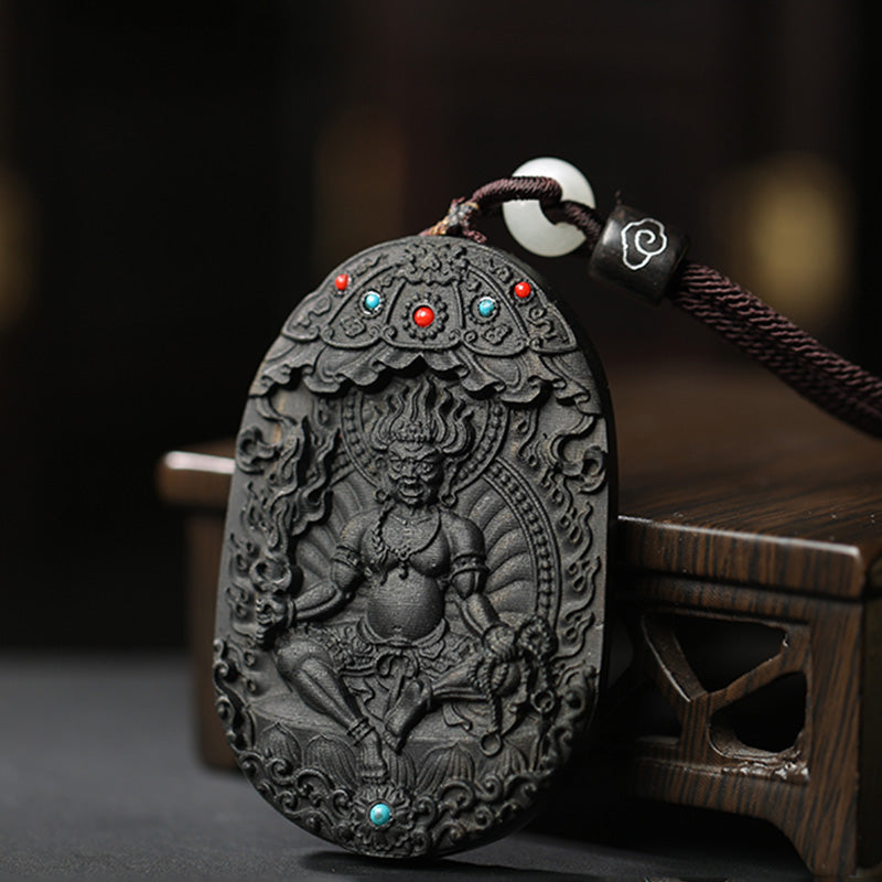 Chinese Zodiac Agarwood Necklace with Om Mani Padme Hum Pendant