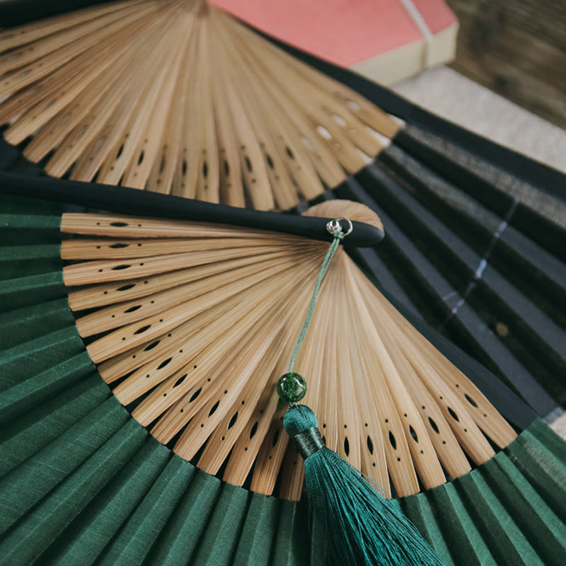 22.5cm Firefly Bamboo Leaves Pattern Chinese Folding Fan