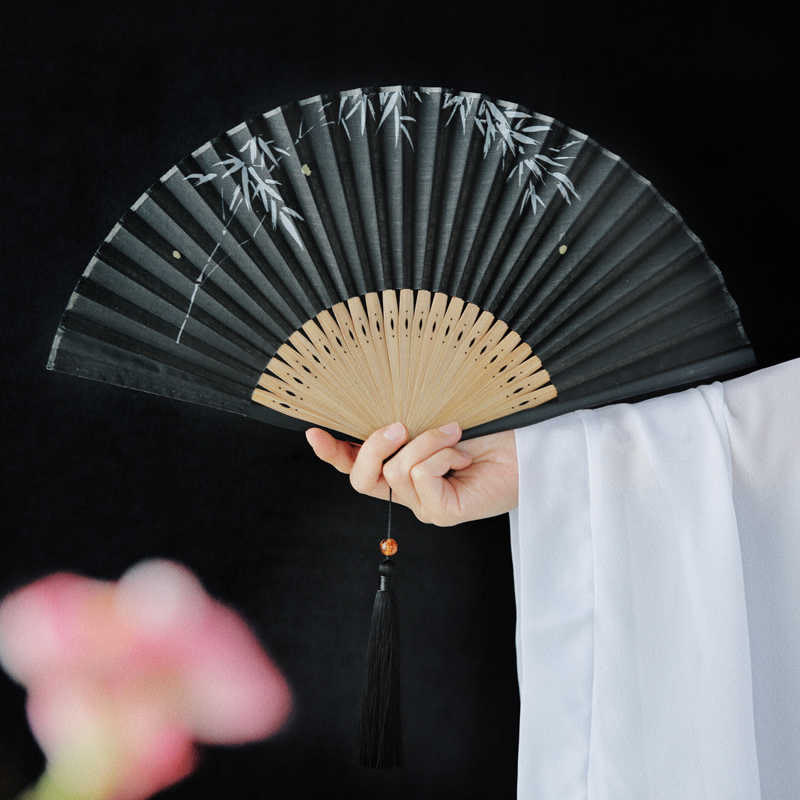22.5cm Firefly Bamboo Leaves Pattern Chinese Folding Fan