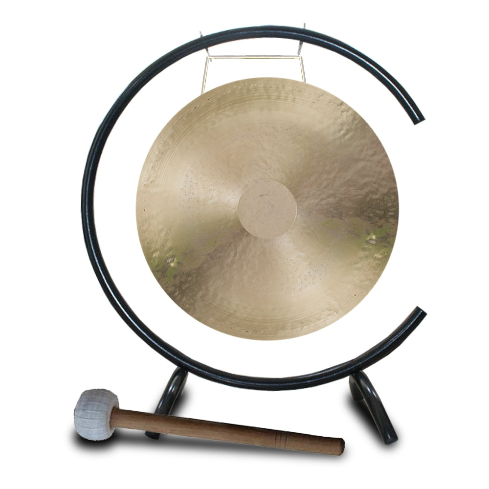 Traditional Asian gong with curved stand and mallet from 22’’ Wind Gong Sound Healing Instrument