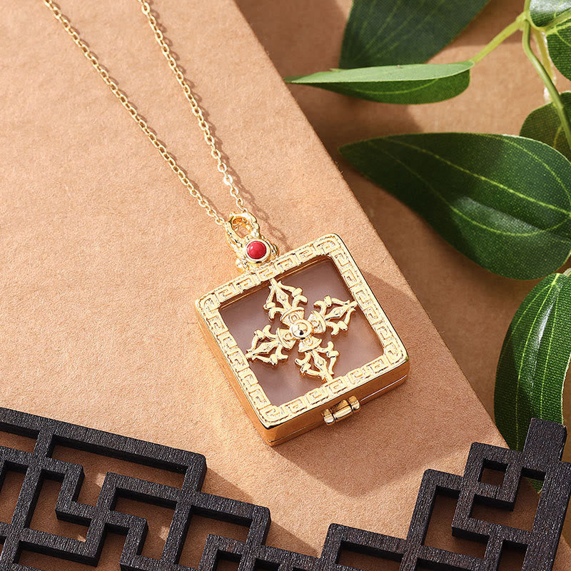 White Jade Double Dorje Necklace for Protection & Luck