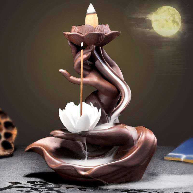 Lotus Bergamot Backflow Incense Burner for Meditation