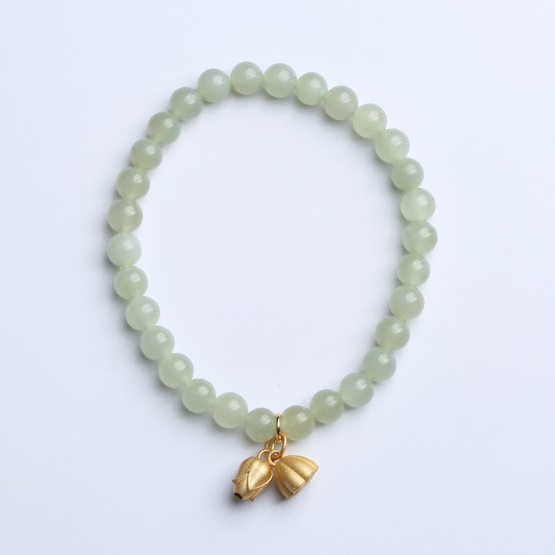 6mm Natural Hetian Jade Lucky Charm Bracelet