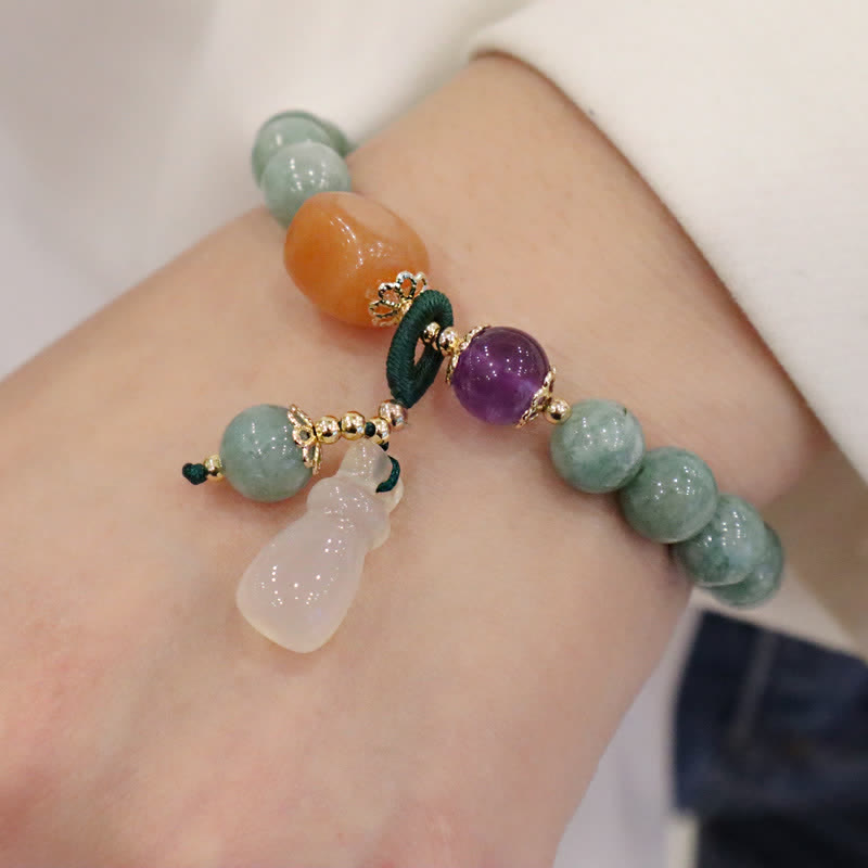 Healing Jade Bracelet with Cyan Jade & Amethyst for Harmony