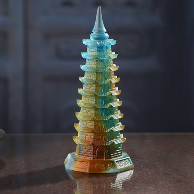 Handmade Liuli Crystal Feng Shui Pagoda Tower Small