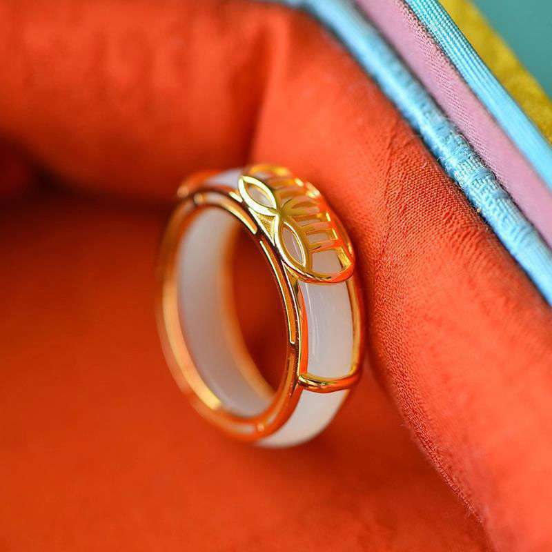 White Jade Luck Ring Necklace | Unisex Adjustable Size