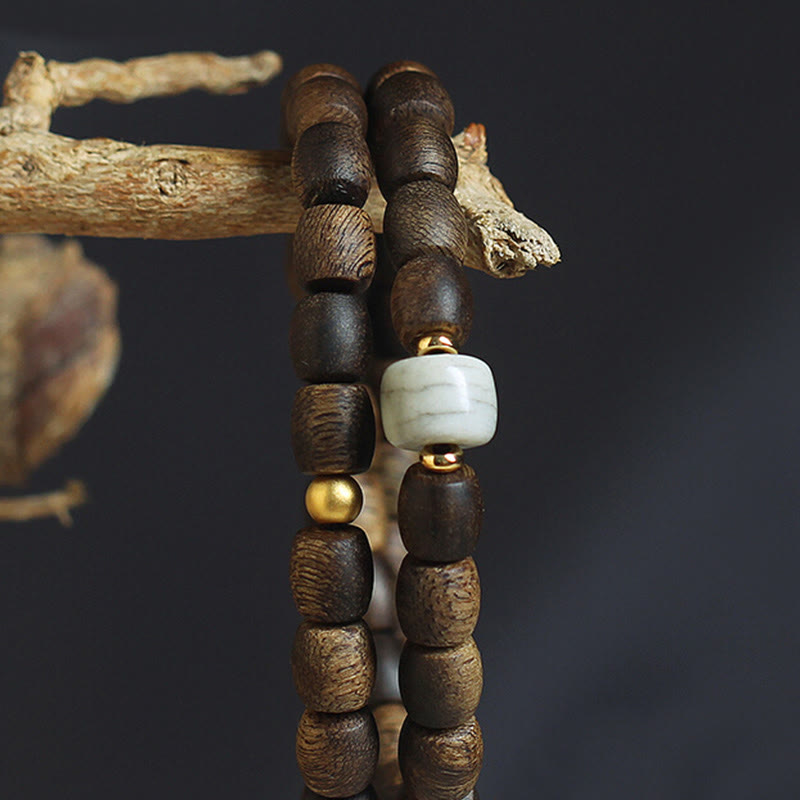 15cm Agarwood 999 Gold Double Wrap Spiritual Bracelet
