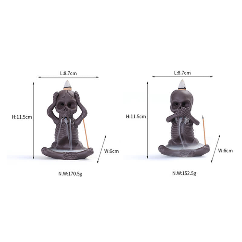 Purple Clay Little Skull Backflow Incense Burner for Peace