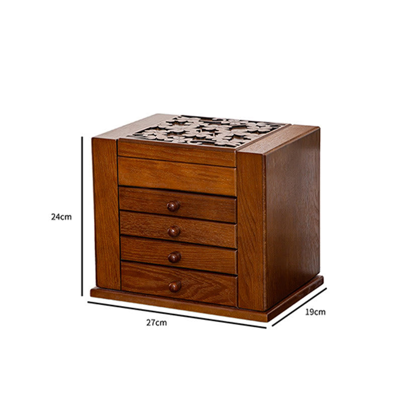 Large Vintage Wooden Jewelry Box with Mirror | Healing Sounds