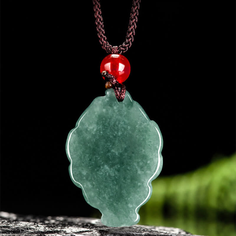 Green Jade Nine Tailed Fox Luck Necklace Pendant
