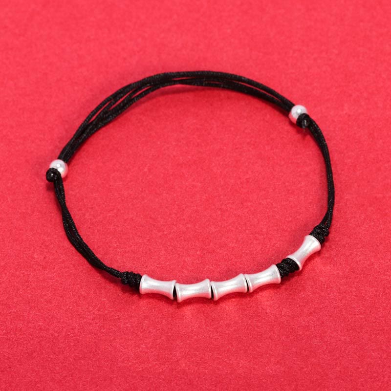 925 Sterling Silver Bamboo Protection Luck Red String Bracelet