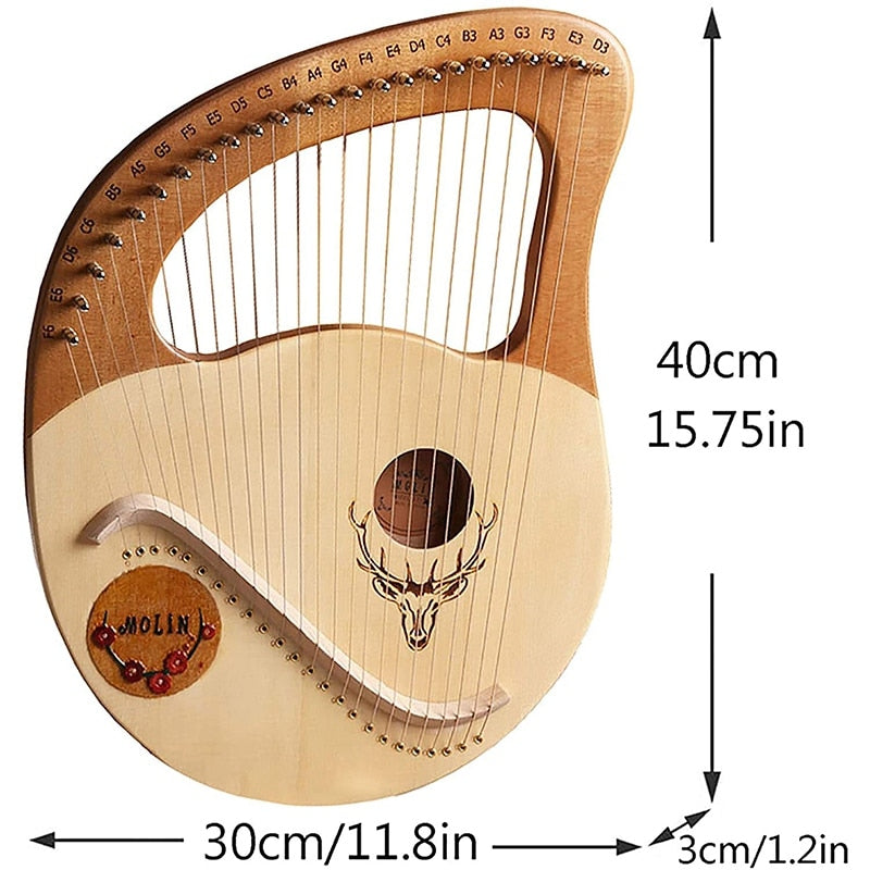 Skull String Instrument Buy 24 String Lyre Harp - Greek Wooden Instrument