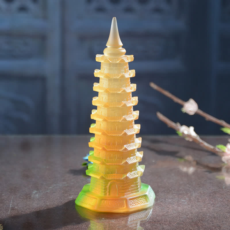 Handmade Liuli Crystal Feng Shui Pagoda Tower Small