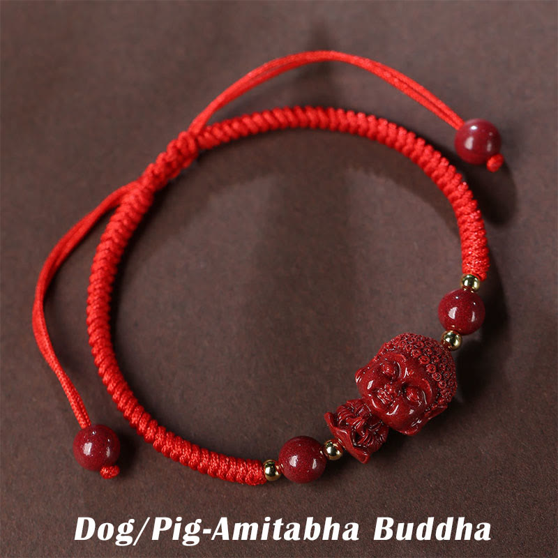 Chinese Zodiac Cinnabar Amulet Blessing String Bracelet