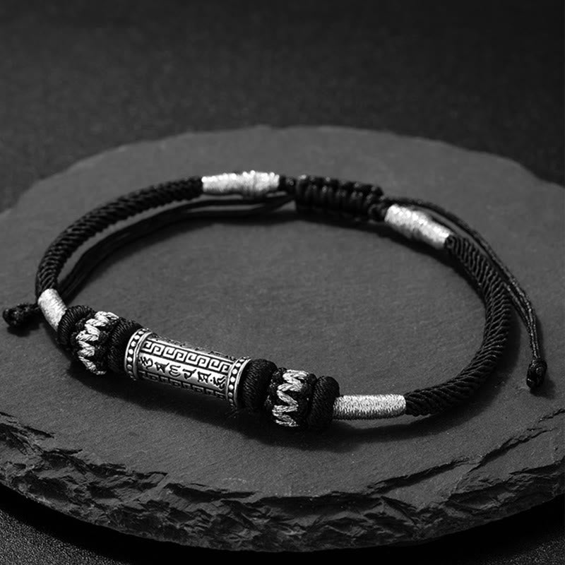 Om Mani Padme Hum 925 Silver Braided Rope Bracelet