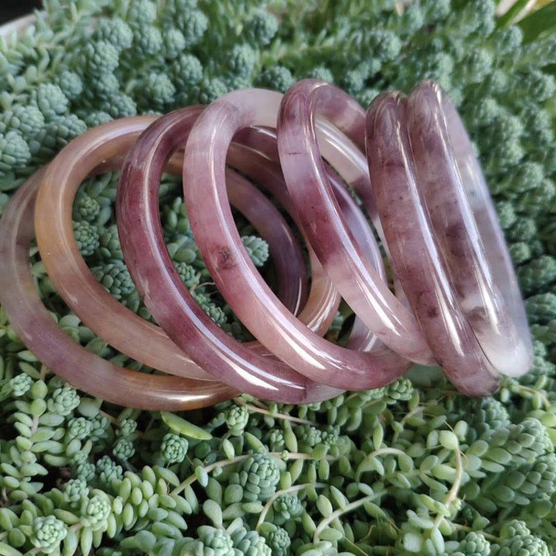 Purple Jade Protection Bracelet Bangle 15mm Wide