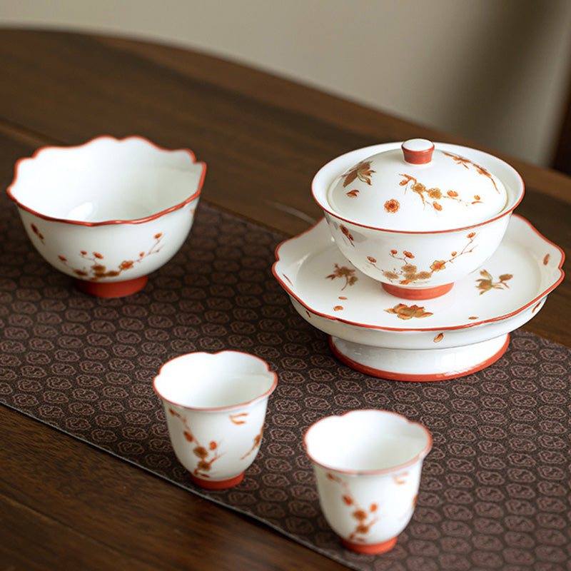 White Porcelain Gaiwan Set for Zen Decor & Tea Rituals
