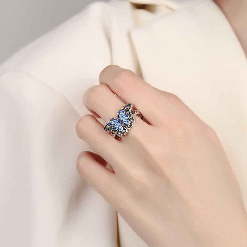 Blue Butterfly Copper Spiritual Ring for Love & Transformation