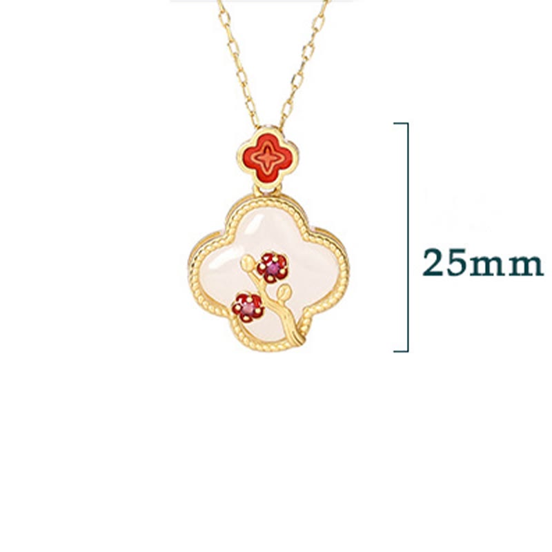 24K Gold Plated White Jade Luck Pendant Necklace & Earrings