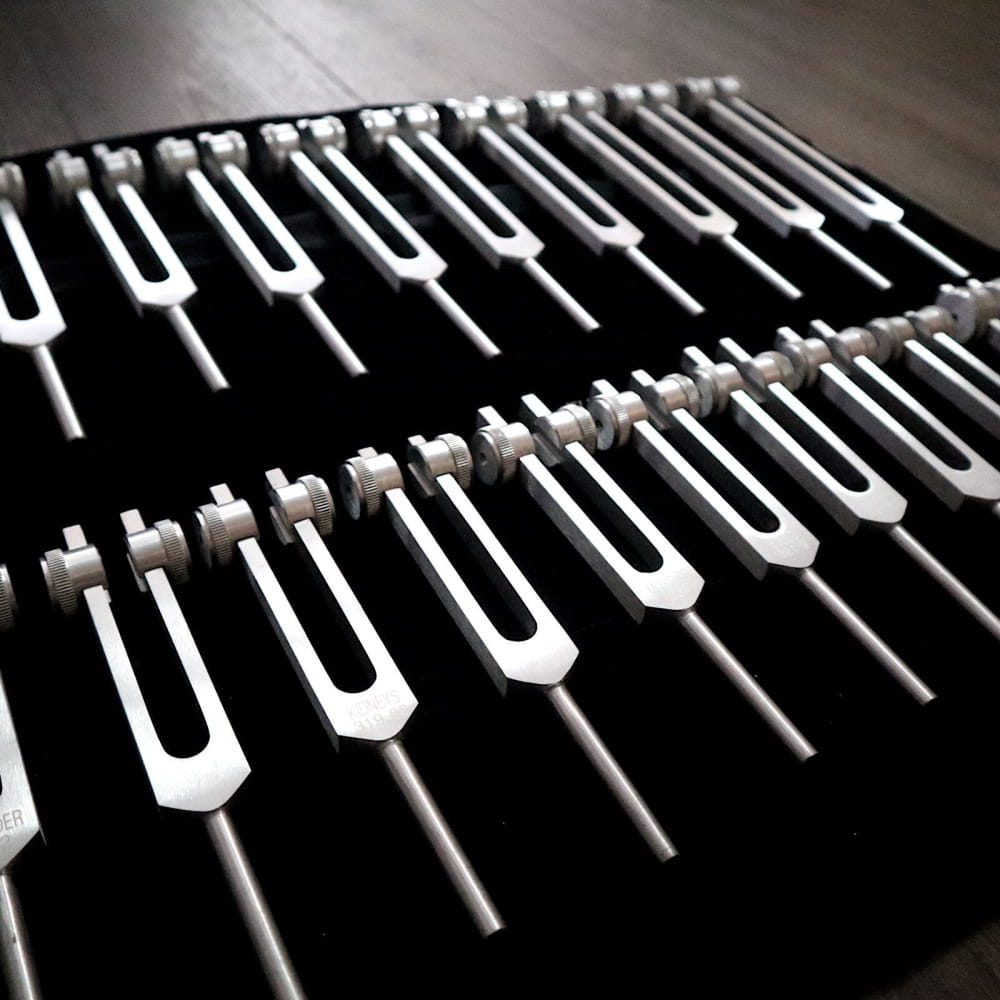 24pc Solfeggio Tuning Fork Set for Sound Healing Gold & Silver - On sale