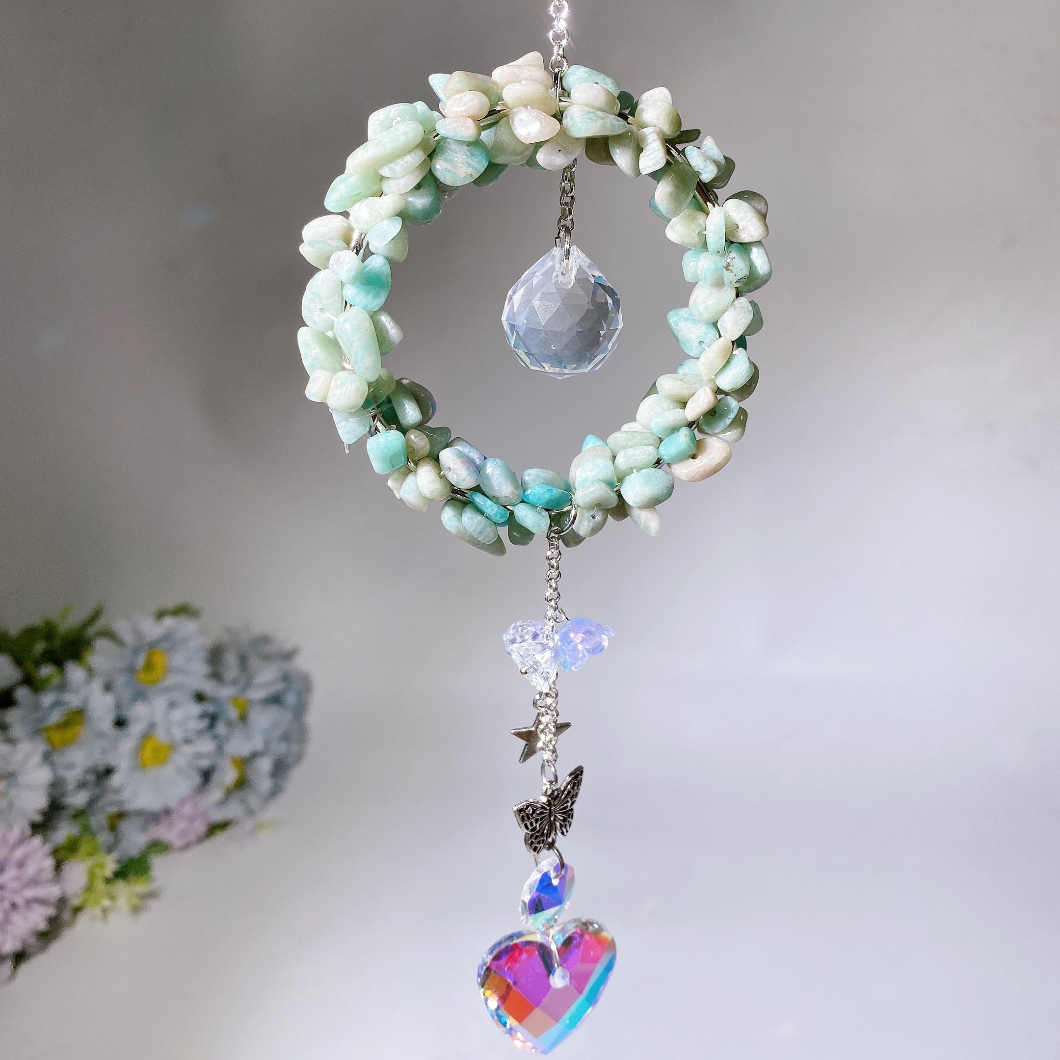 25-28cm Crystal Chips Suncatcher for Sunlight Energy Healing