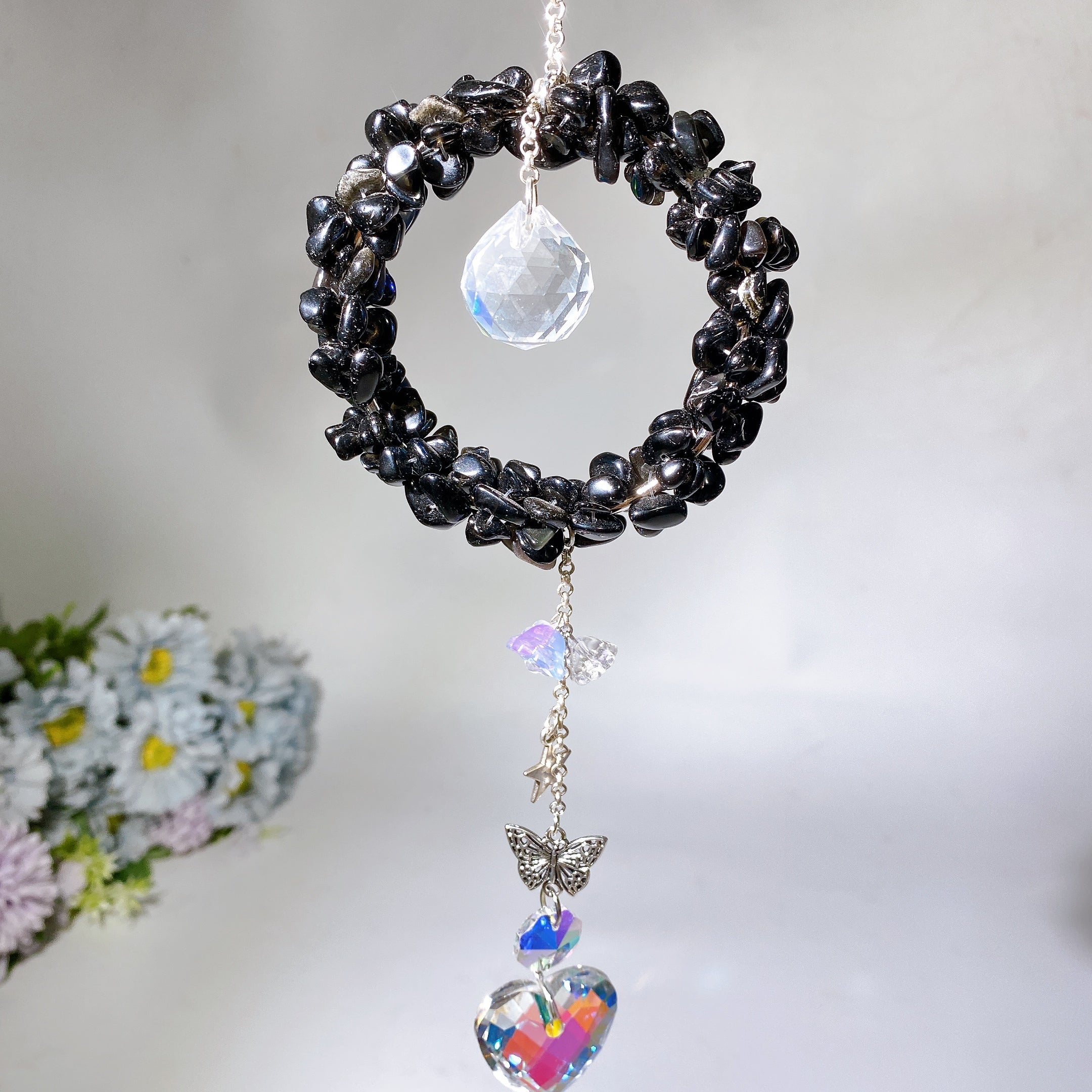 25-28cm Crystal Chips Suncatcher for Sunlight Energy Healing