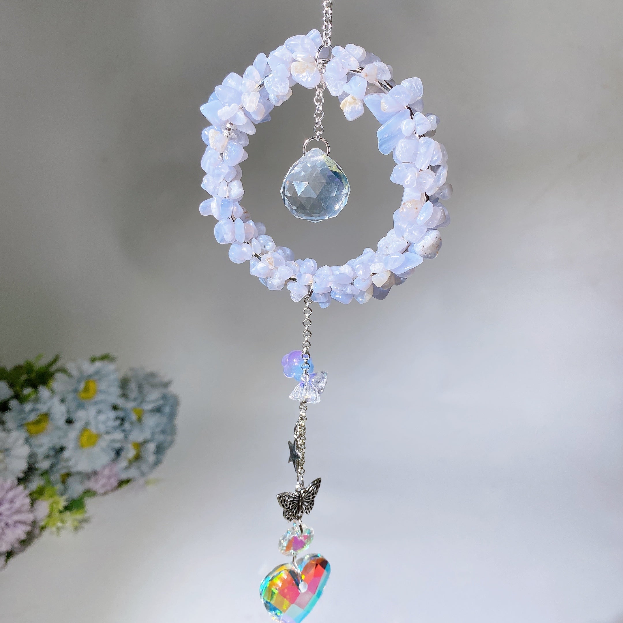25-28cm Crystal Chips Suncatcher for Sunlight Energy Healing