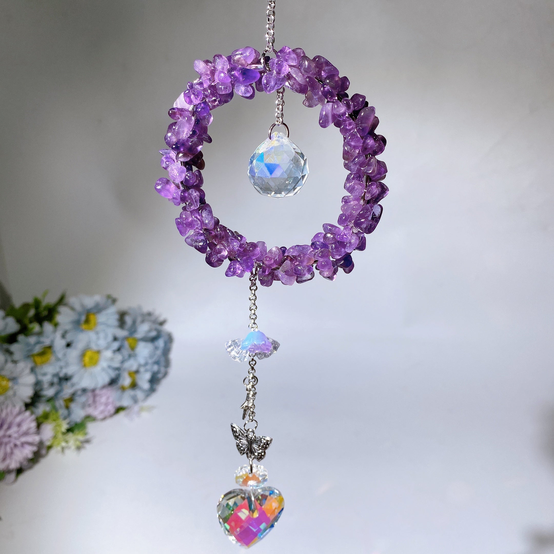 25-28cm Crystal Chips Suncatcher for Sunlight Energy Healing