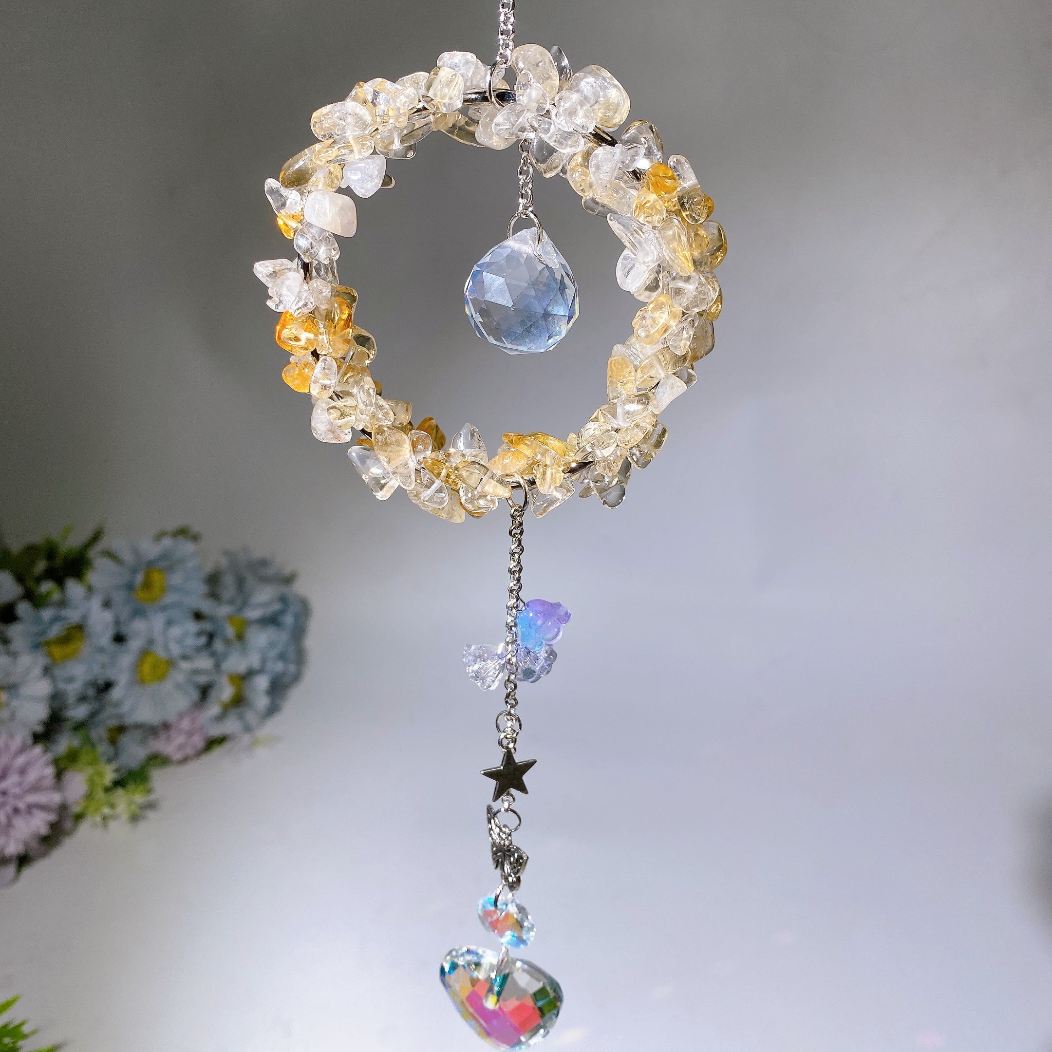25-28cm Crystal Chips Suncatcher for Sunlight Energy Healing