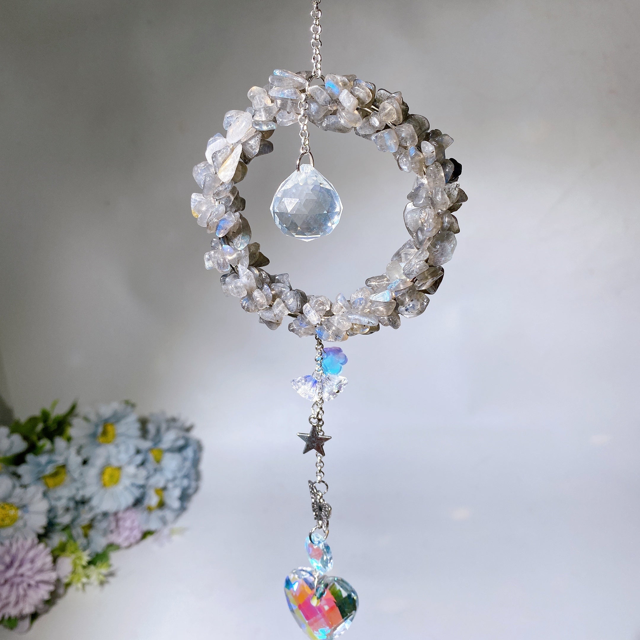 25-28cm Crystal Chips Suncatcher for Sunlight Energy Healing