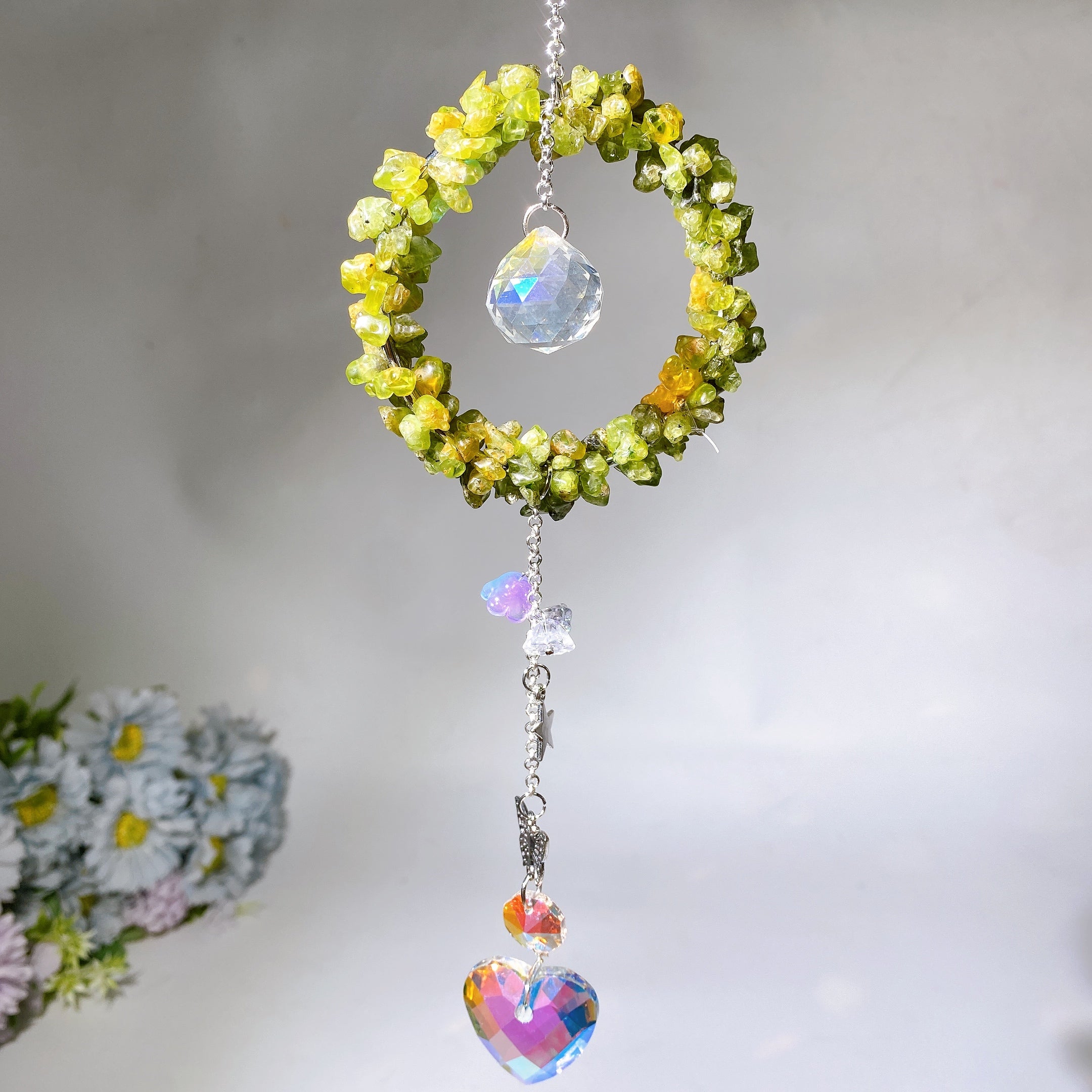 25-28cm Crystal Chips Suncatcher for Sunlight Energy Healing