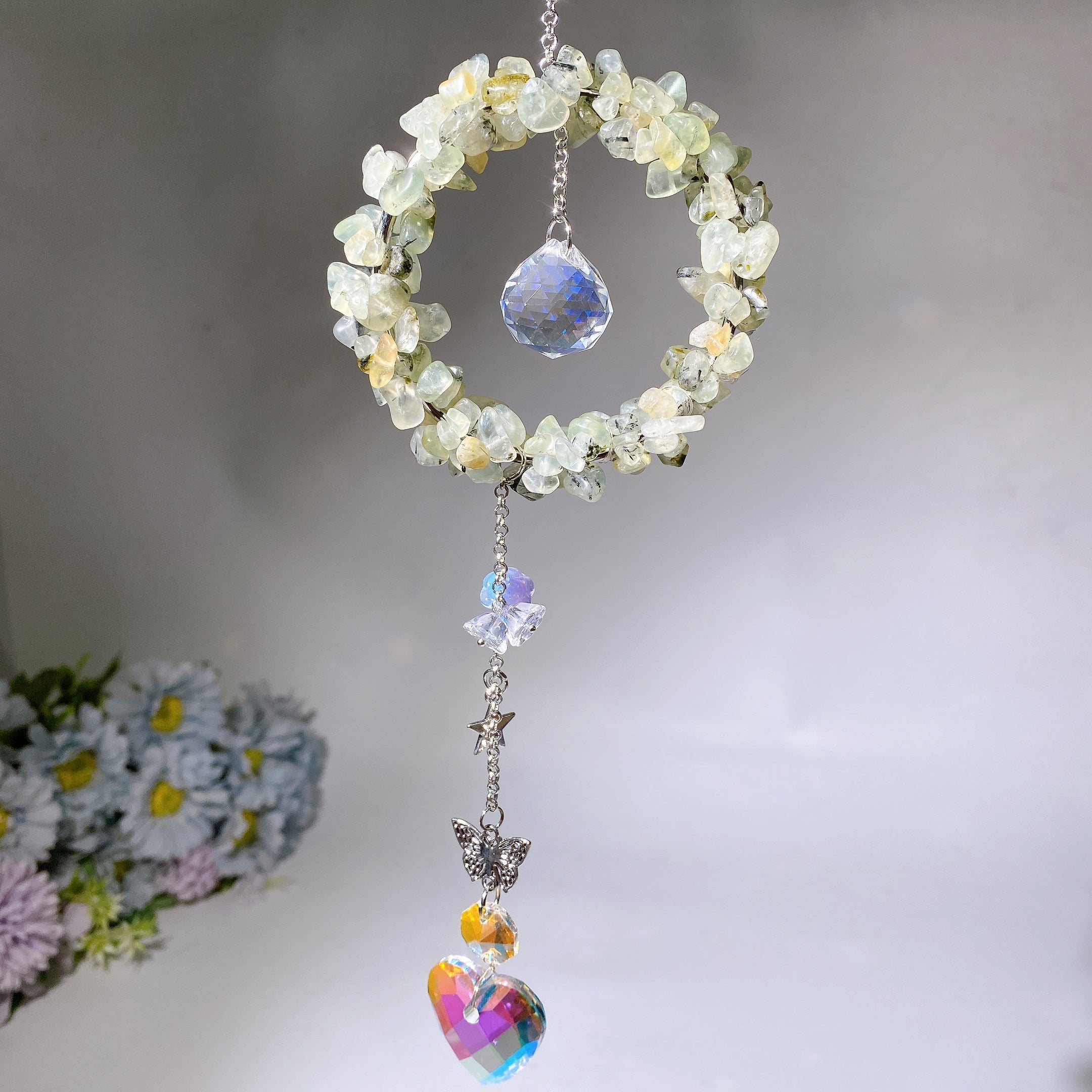 25-28cm Crystal Chips Suncatcher for Sunlight Energy Healing