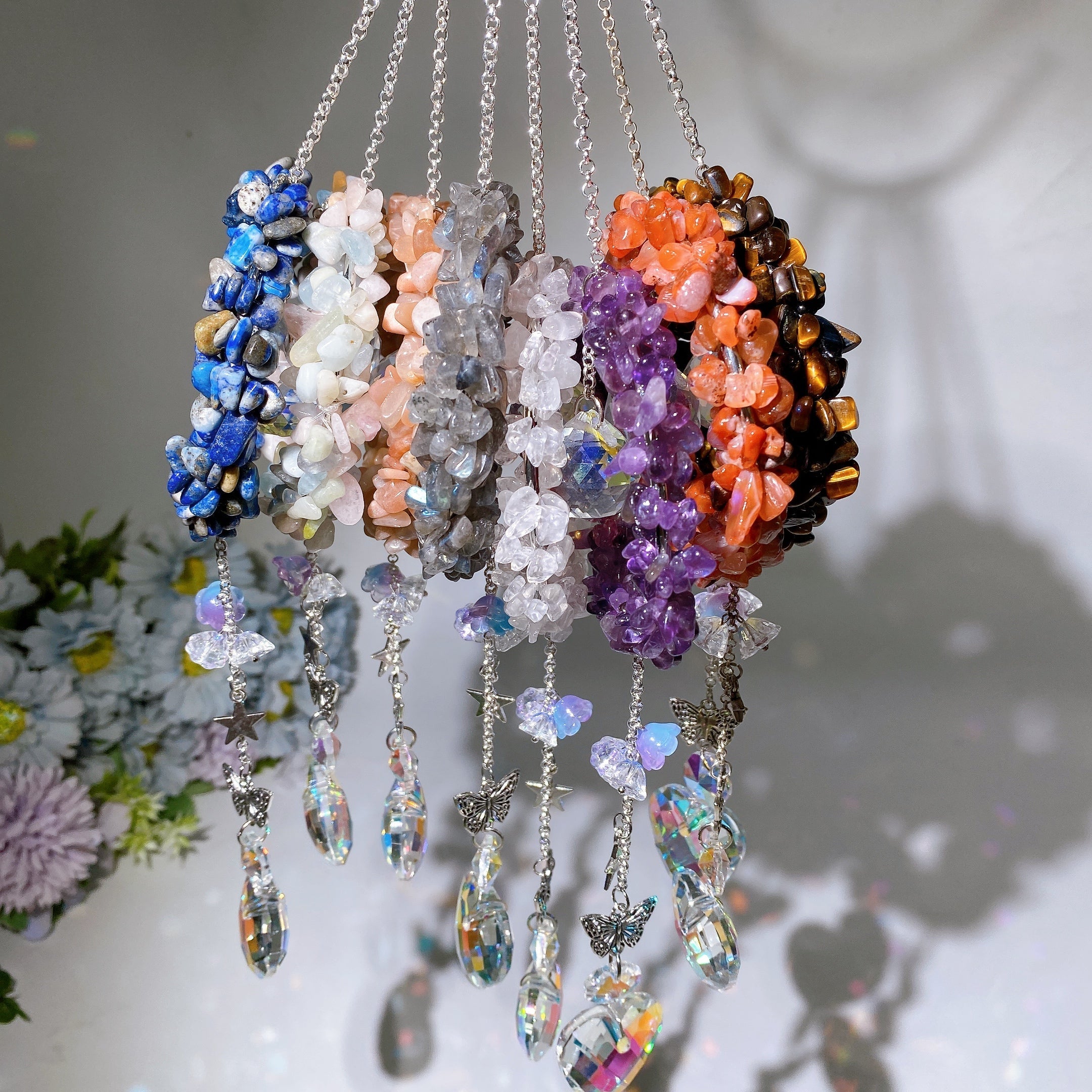 25-28cm Crystal Chips Suncatcher for Sunlight Energy Healing