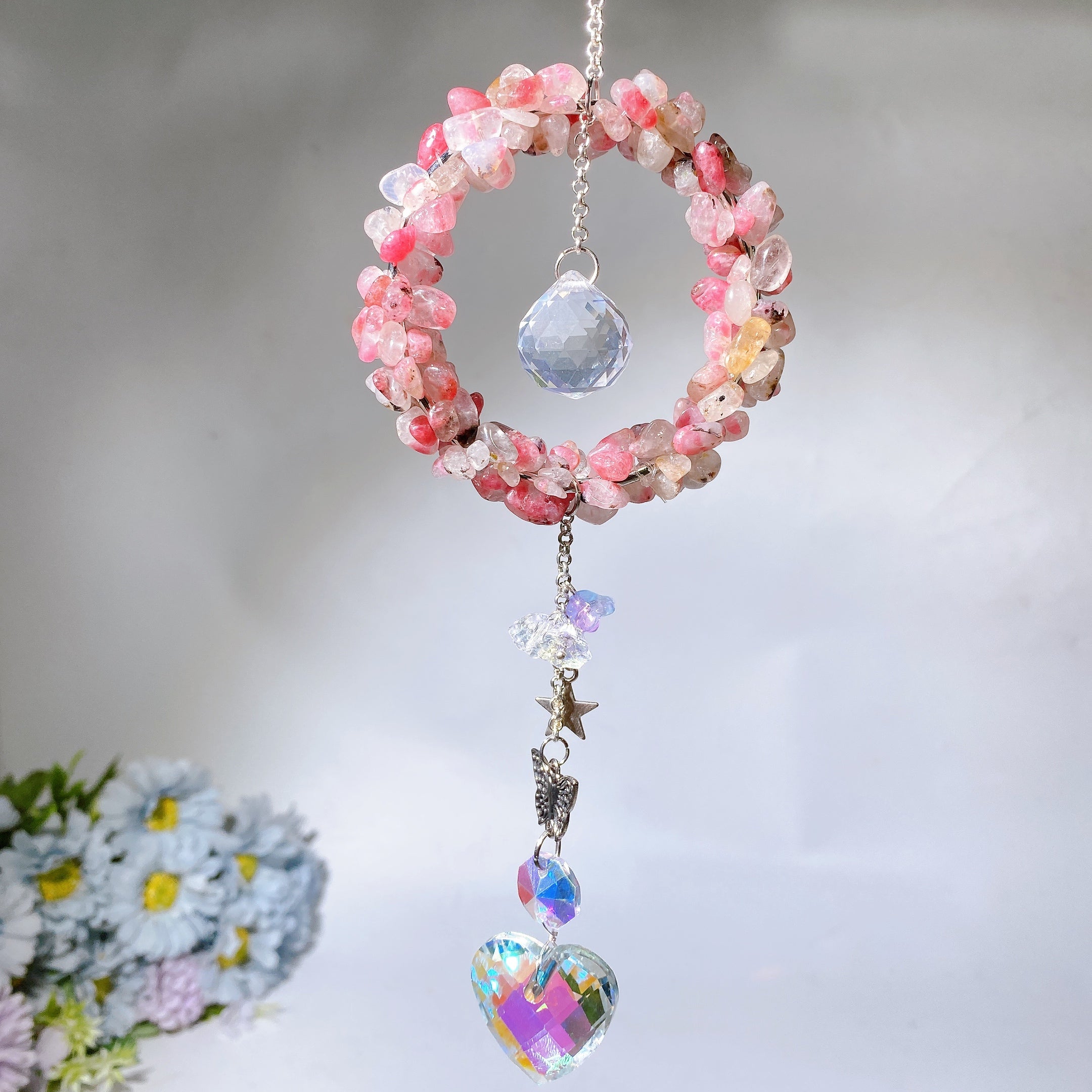 25-28cm Crystal Chips Suncatcher for Sunlight Energy Healing