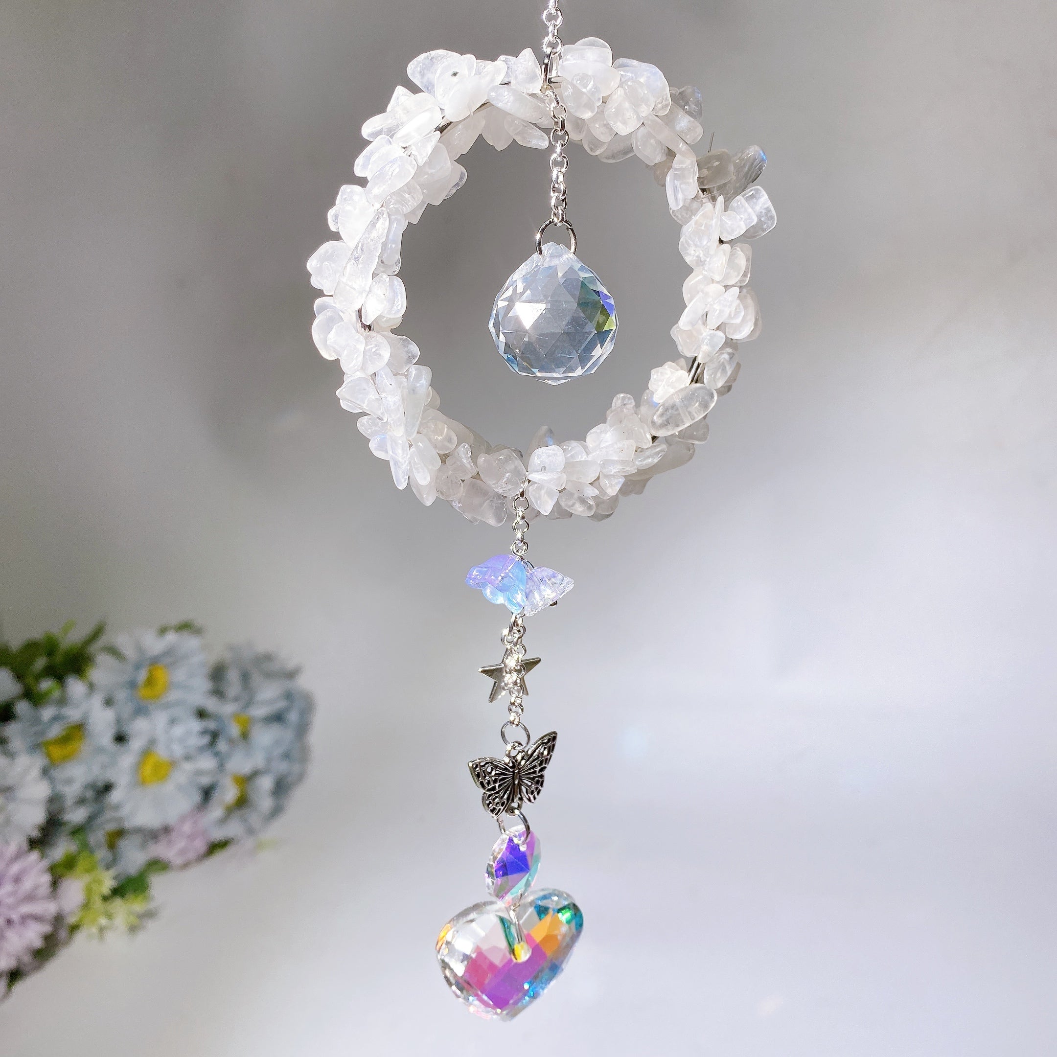 25-28cm Crystal Chips Suncatcher for Sunlight Energy Healing